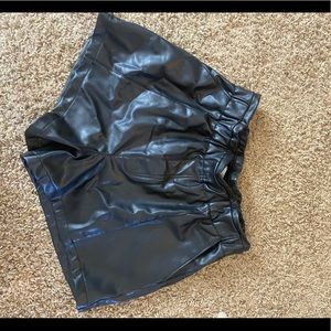 A&F vegan leather high waisted shorts